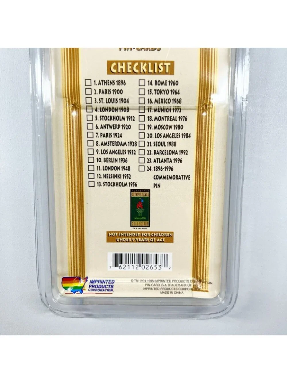Vintage 1996 Centennial Collection Olympic Games Pin on Card Sealed London 1948